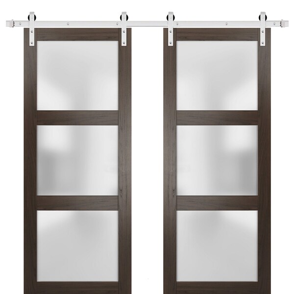 Sartodoors Double Barn Interior Door, 84" x 80", Chocolate LUCIA2552DB-S-CA-84 - main